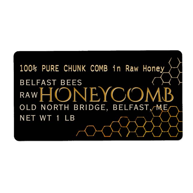 Black Address Sized Honeycomb Label (Front)