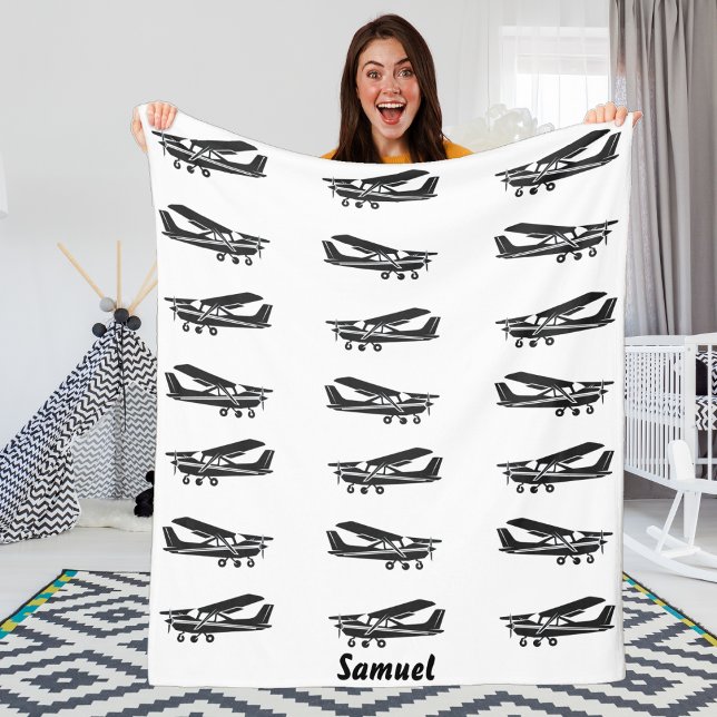 Black Aeroplane Travel Baby First Birthday,Aviatio Fleece Blanket (Creator Uploaded)
