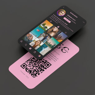 Black Aesthetic Pink Photo Instagram Grid  Business Card