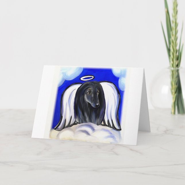 BLACK AFGHAN HOUND ANGEL HOLIDAY CARD (Front)