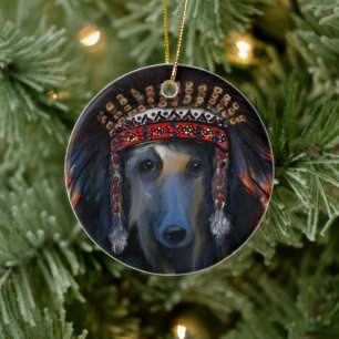 Black Afghan Hound   Ceramic Tree Decoration