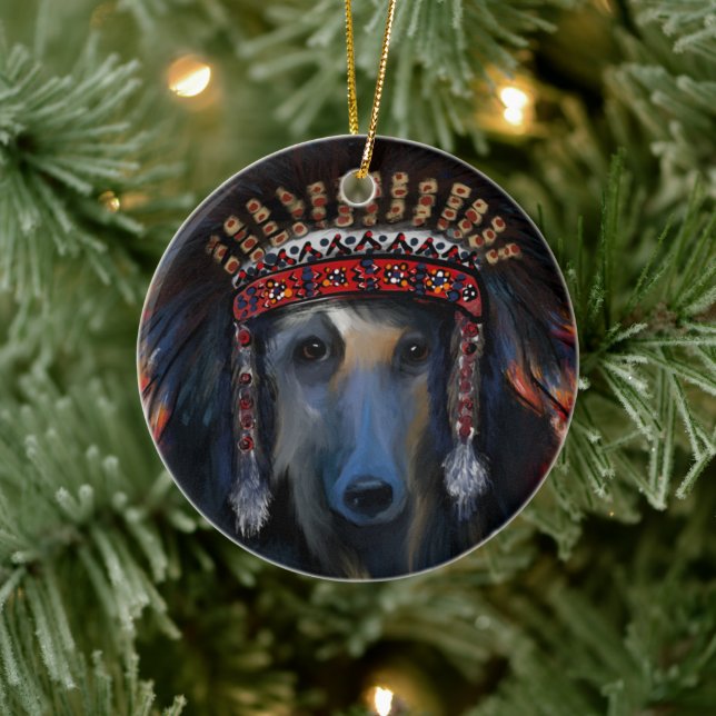 Black Afghan Hound   Ceramic Tree Decoration (Tree)