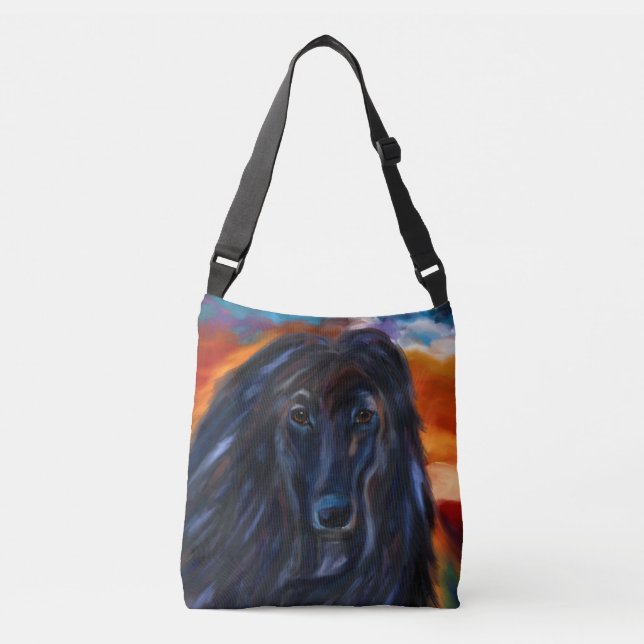 Black Afghan Hound Crossbody Bag (Front)