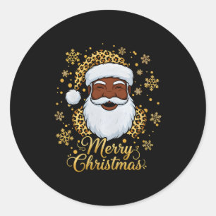 Black African Afro American Santa Claus Christmas  Classic Round Sticker