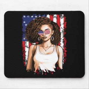 Black African American 4th Of July Flag Patriotic Mouse Pad