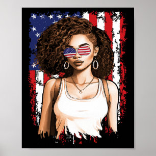 Black African American 4th Of July Flag Patriotic Poster