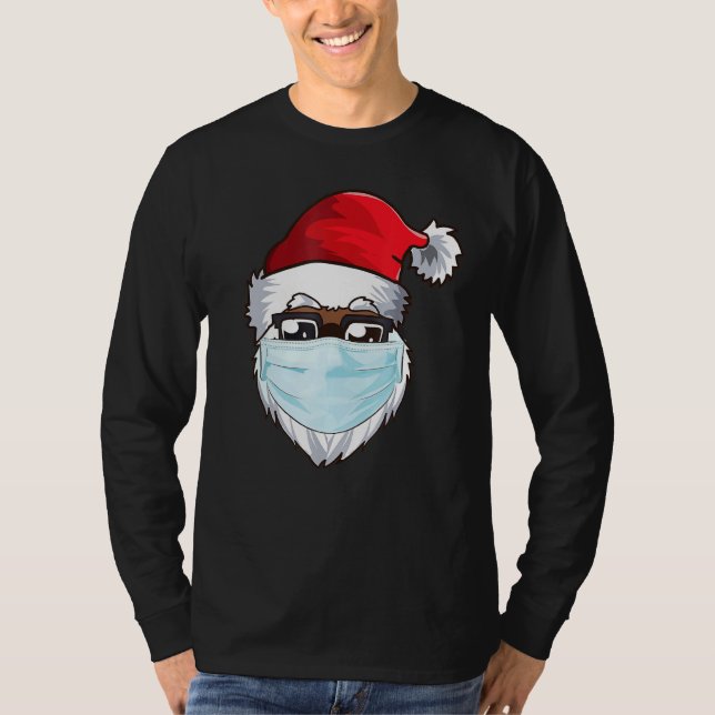 Black African American Christmas 2021 Santa Wearin T-Shirt (Front)