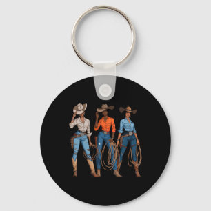 Black African American Cowgirl Western Country Rod Key Ring