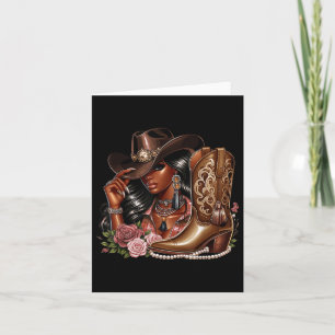 Black African American Cowgirl Western Country Tex Card