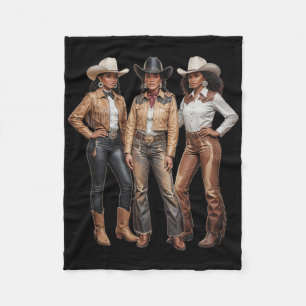 Black African American Cowgirl Western Country Tex Fleece Blanket