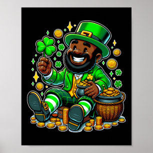 Black African American Leprechaun Saint Patrick's Poster