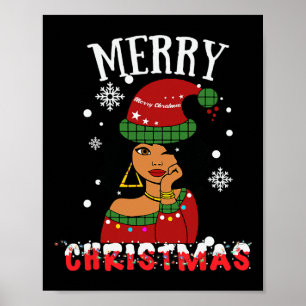Black African American Merry Christmas Melanin Wom Poster