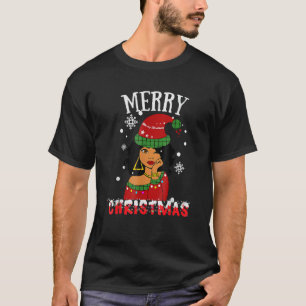 Black African American Merry Christmas Melanin Wom T-Shirt