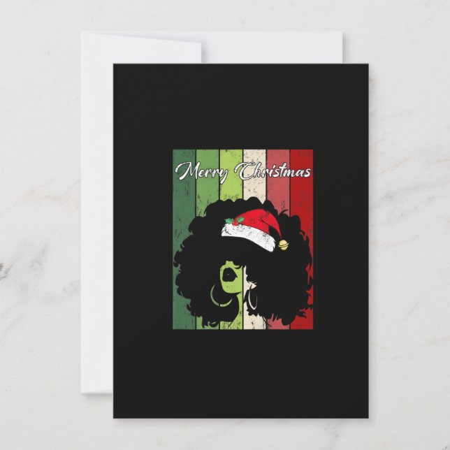 Black African American Merry Christmas Santa Hat X Invitation (Front)