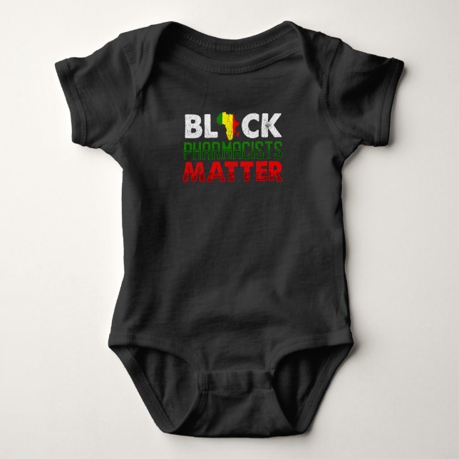 Black African American Pharmacist Proud Pharmacy Baby Bodysuit (Front)