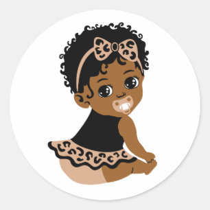 Black African American Safari Baby Girl Sticker