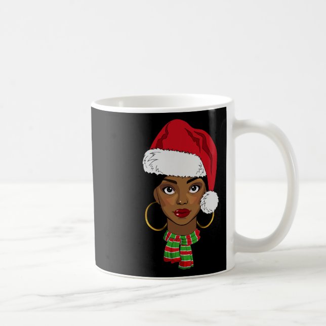Black African American Santa Afro Christmas Melani Coffee Mug (Right)