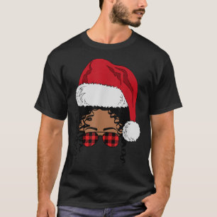 Black African American Santa Afro Christmas Melani T-Shirt