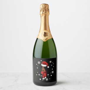 Black African American Santa Apparel Christmas Mel Sparkling Wine Label