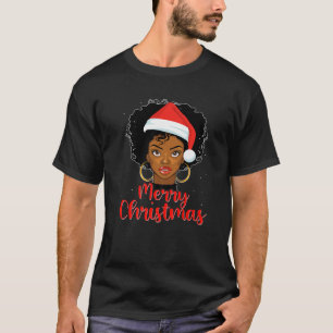 Black African American Santa Apparel Christmas Mel T-Shirt