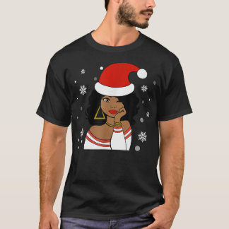 Black African American Santa Apparel Christmas Mel T-Shirt