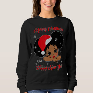 Black African American Santa Christmas Melanin Gir Sweatshirt
