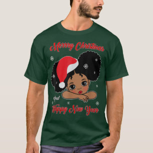Black African American Santa Christmas Melanin Gir T-Shirt