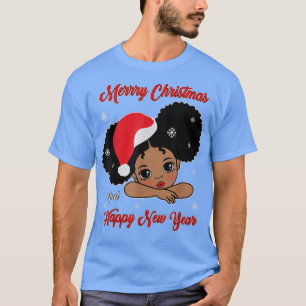 Black African American Santa Christmas Melanin Gir T-Shirt
