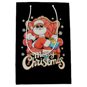 Black African American Santa Christmas Xmas Medium Gift Bag