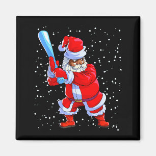 Black African American Santa Claus Baseball Afro C Magnet