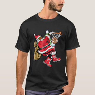 Black African American Santa Claus Basketball 2021 T-Shirt
