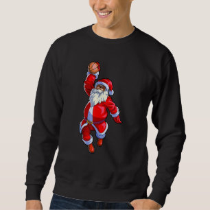 Black African American Santa Claus Basketball Afro Sweatshirt