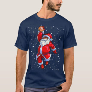 Black African American Santa Claus Basketball Afro T-Shirt