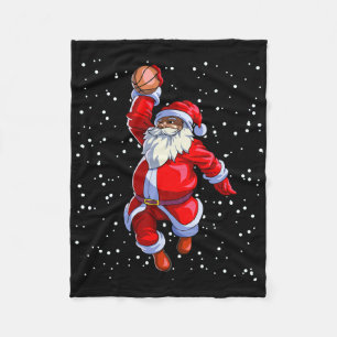 Black African American Santa Claus Bysketbyll Afro Fleece Blanket
