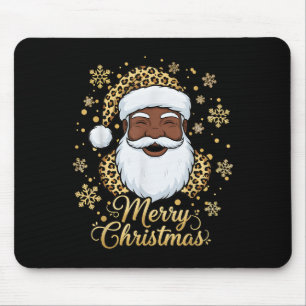Black African American Santa Claus Christmas Afro Mouse Pad