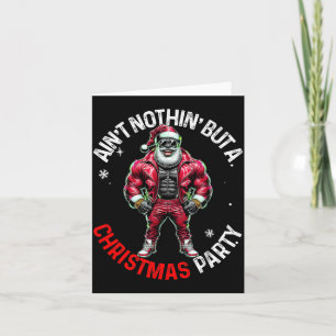 Black African American Santa Claus Christmas Pajam Card