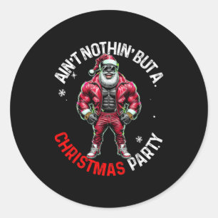 Black African American Santa Claus Christmas Pajam Classic Round Sticker
