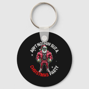 Black African American Santa Claus Christmas Pajam Key Ring