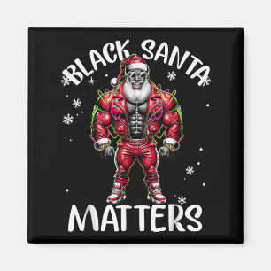 Black African American Santa Claus Christmas Pajam Magnet