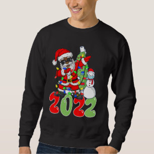 Black African American Santa claus Christmas pajam Sweatshirt