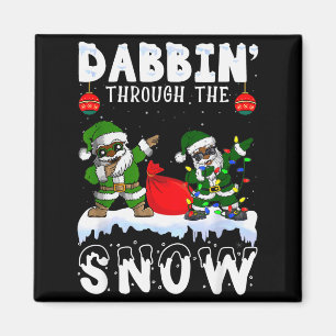 Black African American Santa Claus Dabbing Christm Magnet