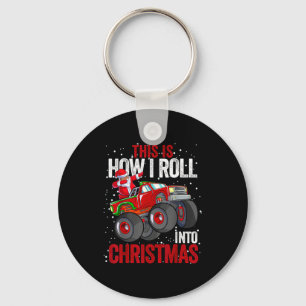 Black African American Santa Claus Monster Truck C Key Ring