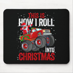 Black African American Santa Claus Monster Truck C Mouse Pad