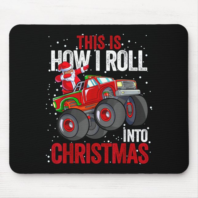 Black African American Santa Claus Monster Truck C Mouse Pad (Front)