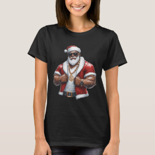 Black African American Santa Claus Xmas Merry Chri T-Shirt