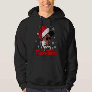 Black African American Santa Hat Christmas Melanin Hoodie