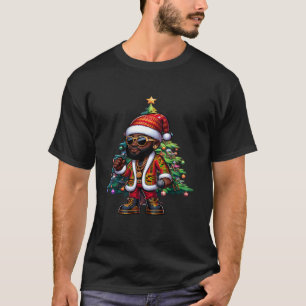 Black African American Santa Matching Christmas pa T-Shirt