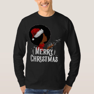 Black African American Women Santa Hat Christmas M T-Shirt