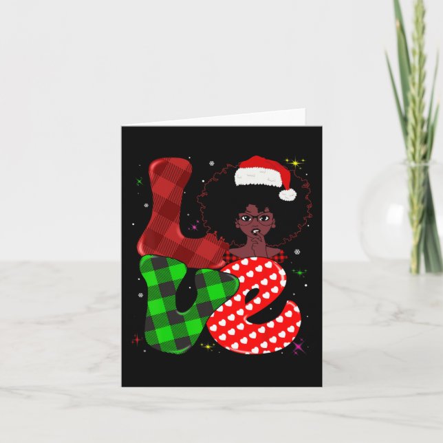 Black African Girl American Melanin Christmas Sant Card (Front)