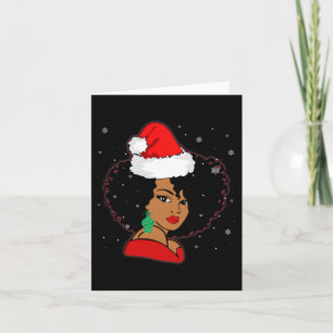 Black African Girl American Melanin Christmas Sant Card